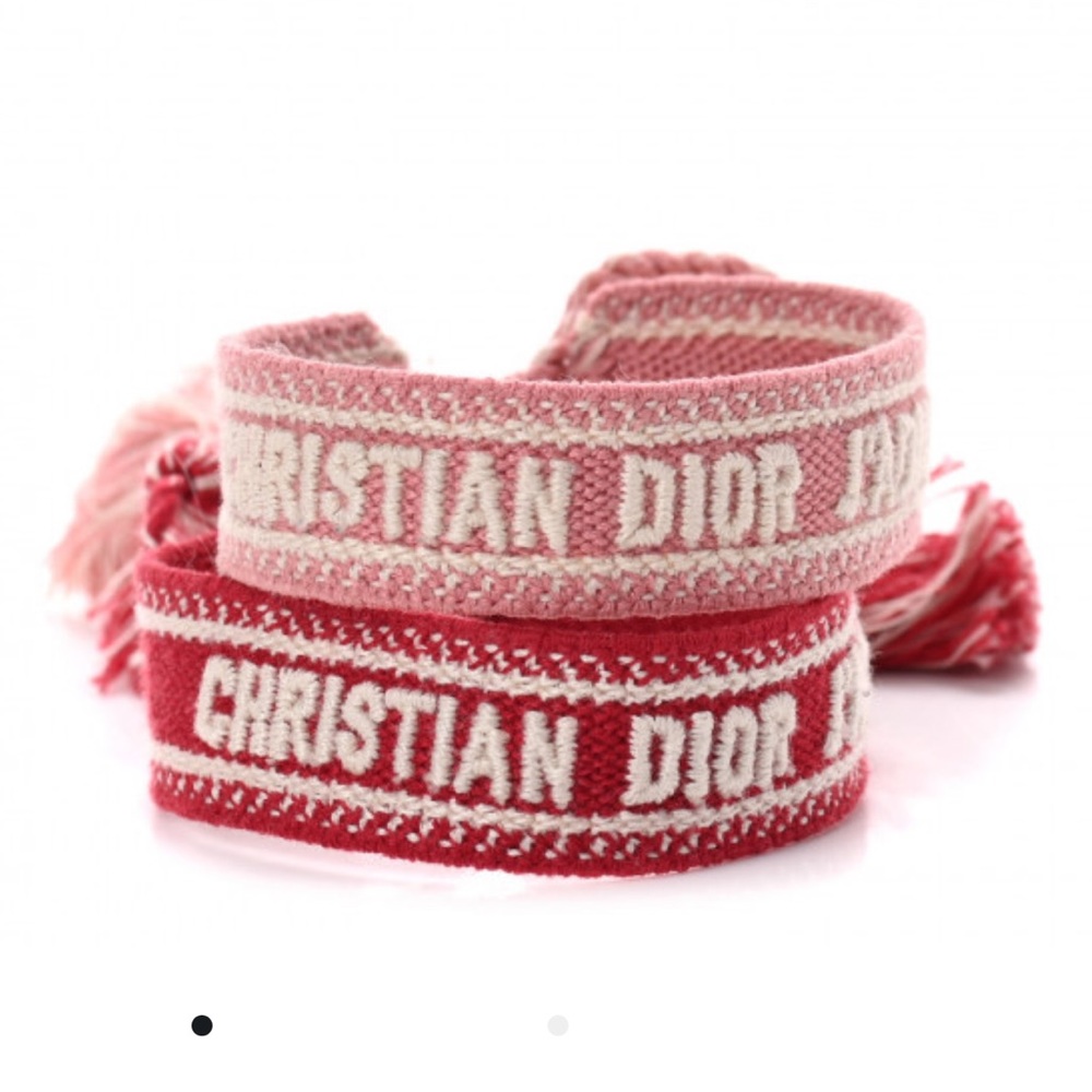 CHRISTIAN DIOR Woven Cotton J'Adior Friendship
Bracelet Set Pink Red